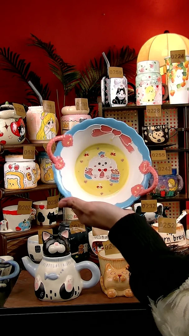 碗瓷DIY景德镇创意陶瓷手工卡通风大碗