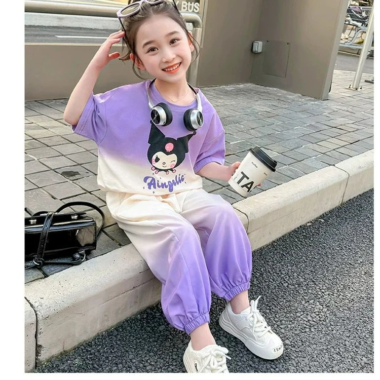 夏季新款女童套装儿童洋气速干短袖休闲裤宝宝网红两件套套装