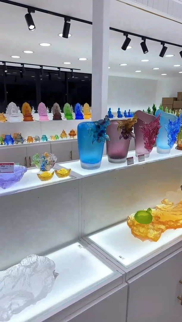 手工艺品琉璃雪*宝古法琉璃莲花底座绿色