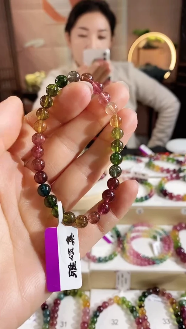 未镶嵌手串碧玺G2637单圈颜色微差发1