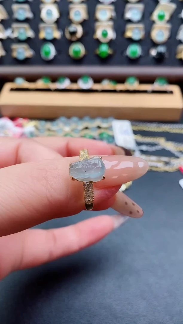 银S925镶嵌戒指翡翠1