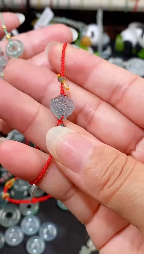 散珠翡翠莲花手绳 手围15