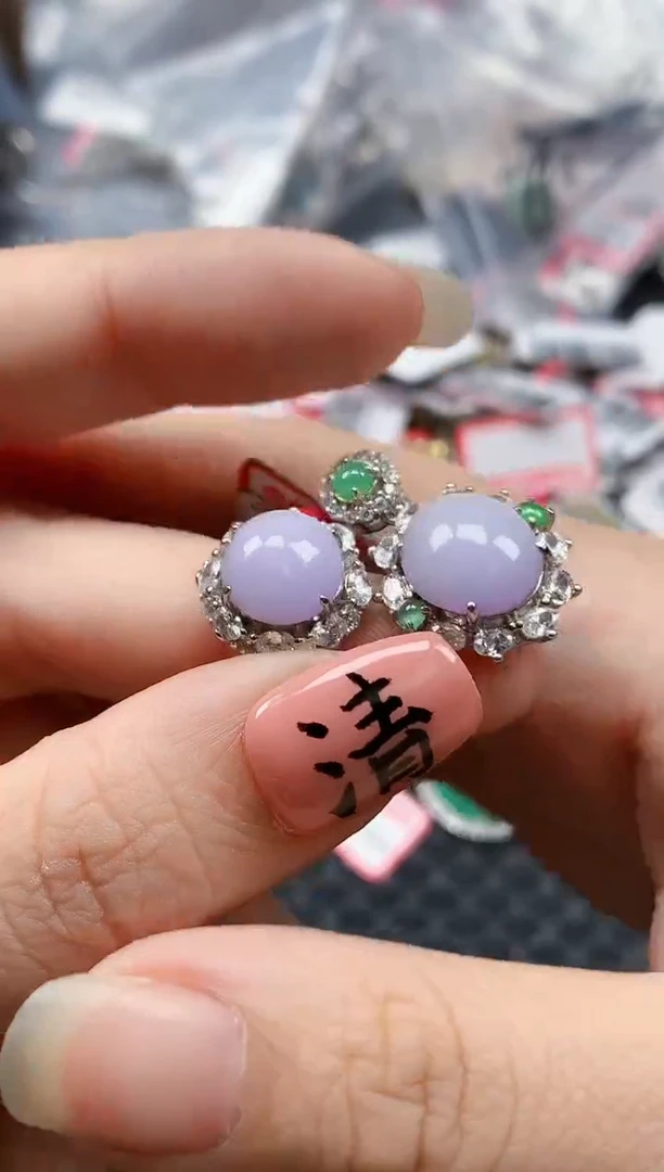 银S925镶嵌戒指翡翠天然A货缅甸翡翠