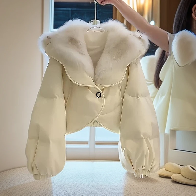 小香风白色短款棉服加厚冬季2025时尚韩系新款小个子百搭保暖宽松