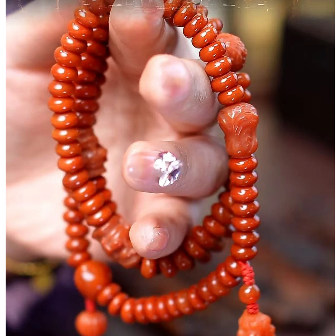 天然柿子红玛瑙佛头