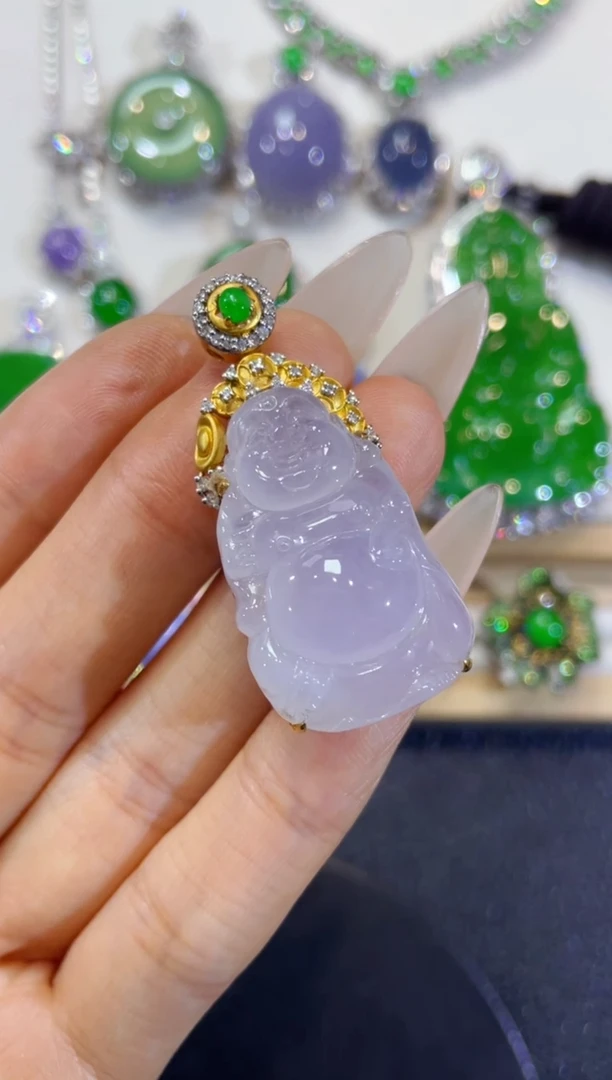 吊坠(不含链)18K金镶嵌翡翠团购1