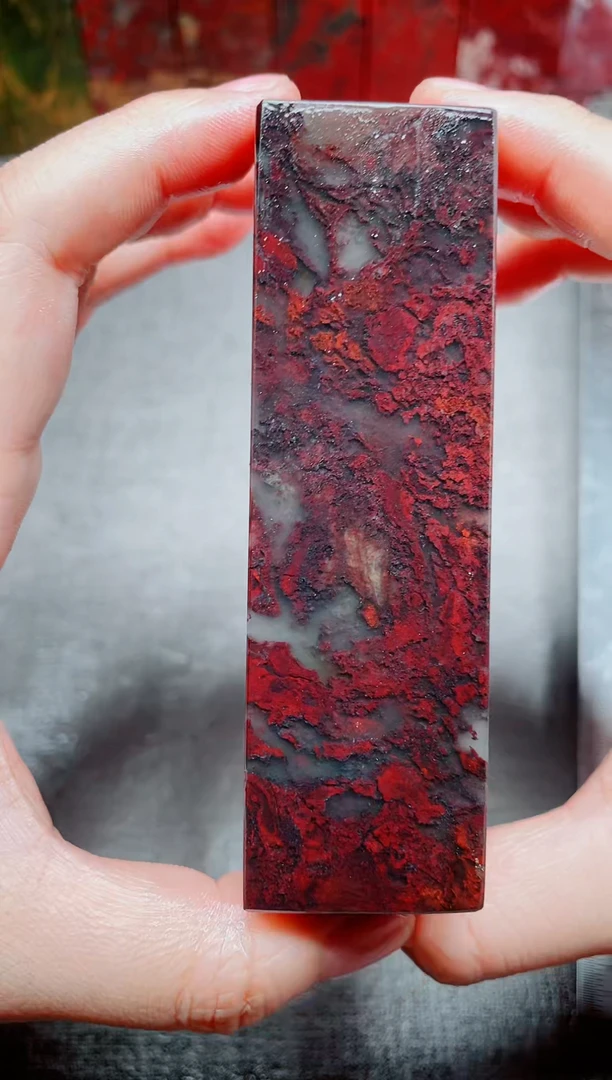 玉桂林鸡血玉素章3.0左右红3