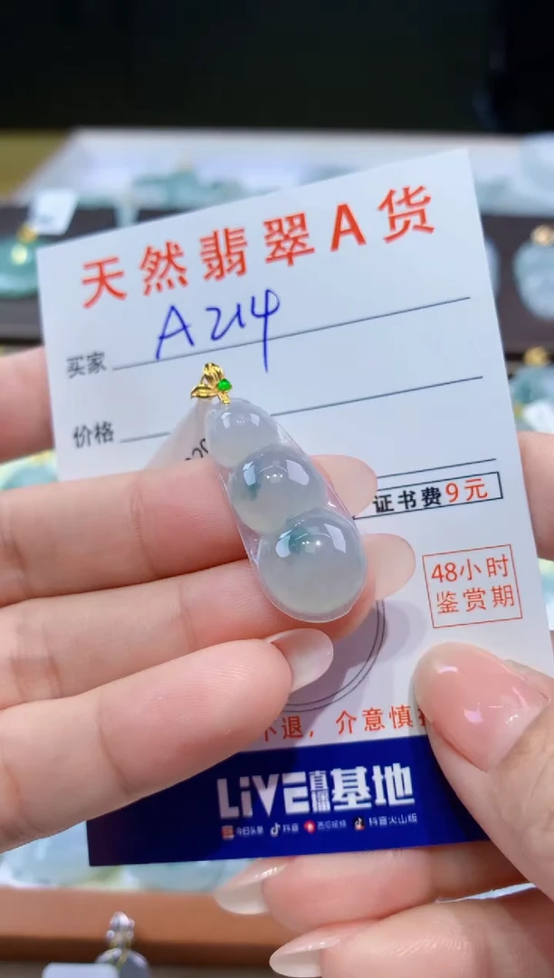颈饰18K金镶嵌翡翠天然翡翠A货挂件