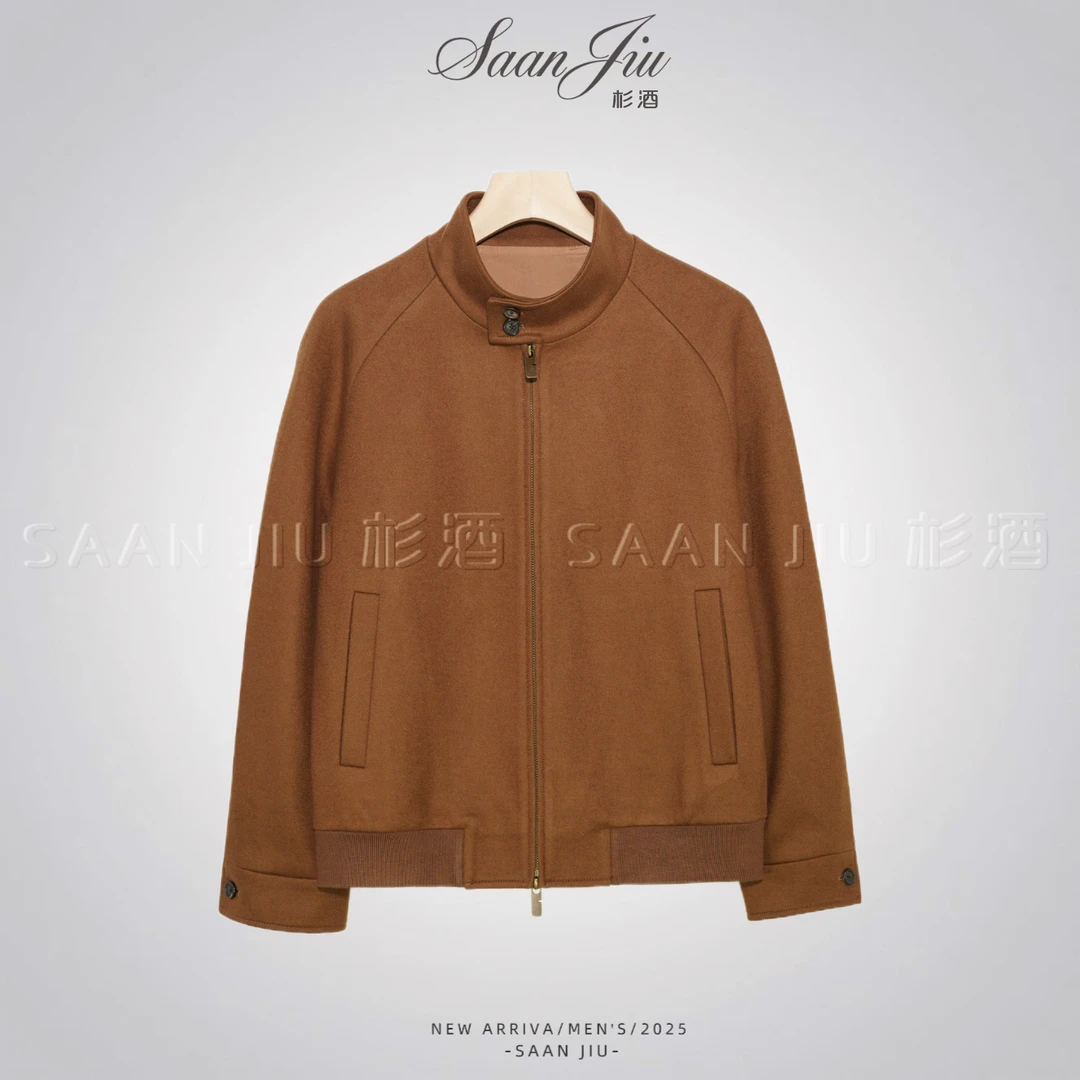 杉酒【B家哈灵顿夹克2.6W】羊毛混纺高质感立领夹克秋冬男士外套