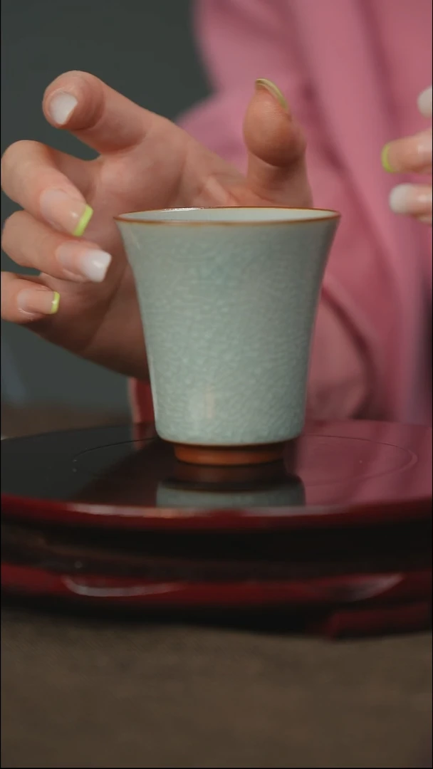 鱼鳞冰花 闻香杯 带底款