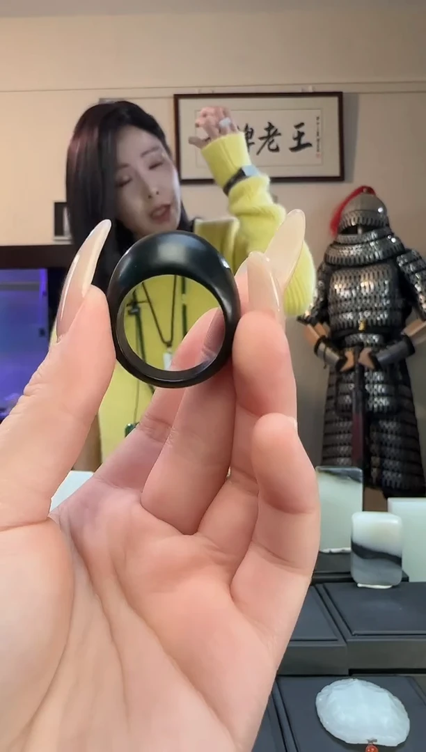 颈饰未镶嵌和田玉青玉戒圈20-22