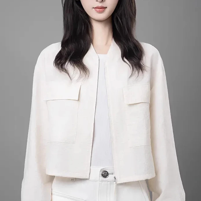 职业阿玛诗官哥家专柜2025春秋季新款肌理感拉链设计感小众短款衬