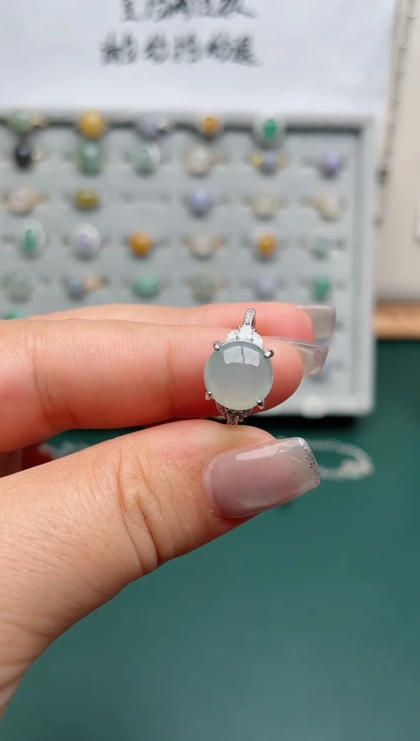 翡翠戒指银S925镶嵌.