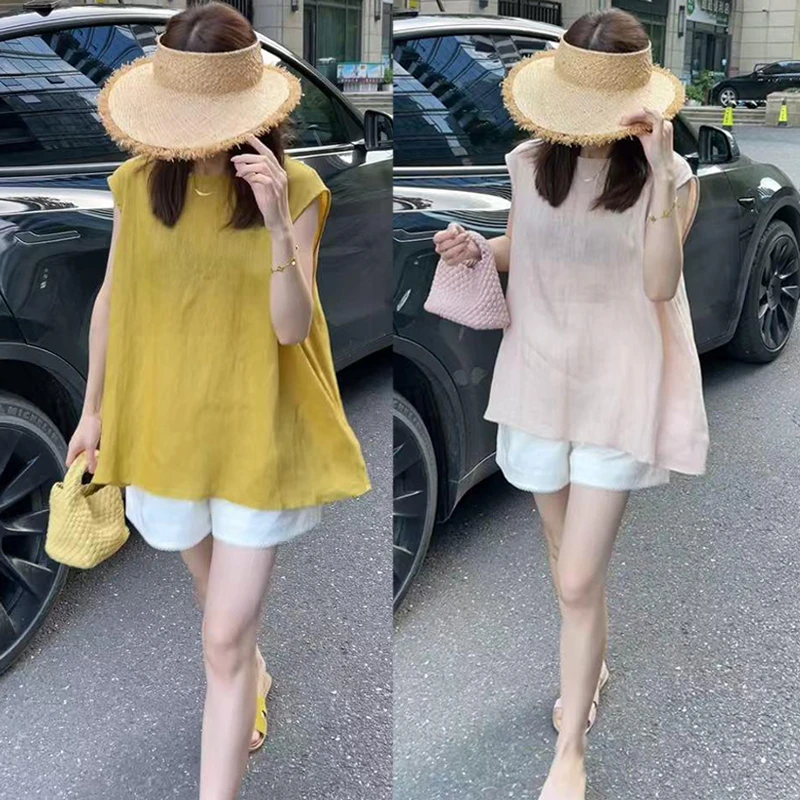 高级感气质减龄套装女2025夏季设计感后交叉镂空衬衣休闲裤两件套