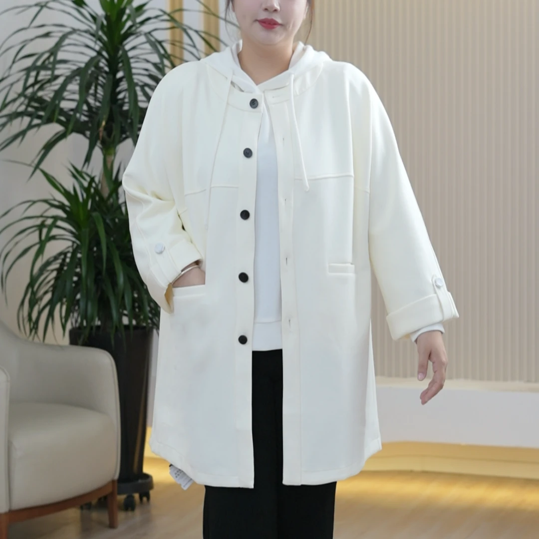意大利Microtex系列纸片人外套进口棉可调挽袖阔版大码秋季风衣女
