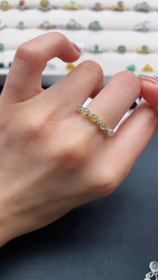 银S925镶嵌戒指翡翠22222222+3