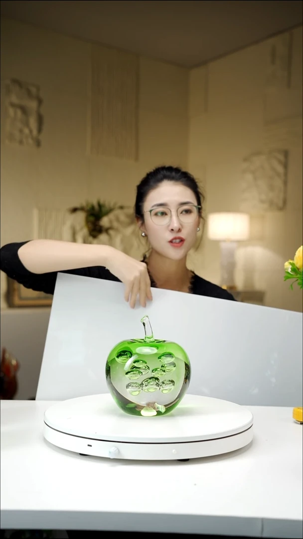 手工艺品琉璃翠绿色苹果摆件