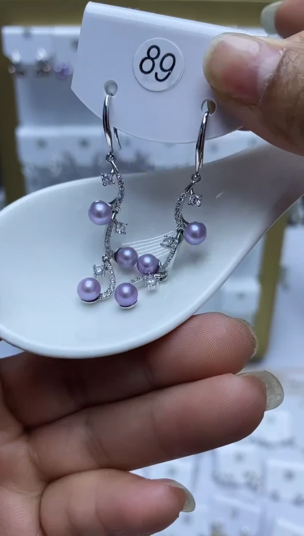 银S925镶嵌耳饰淡水珍珠89
