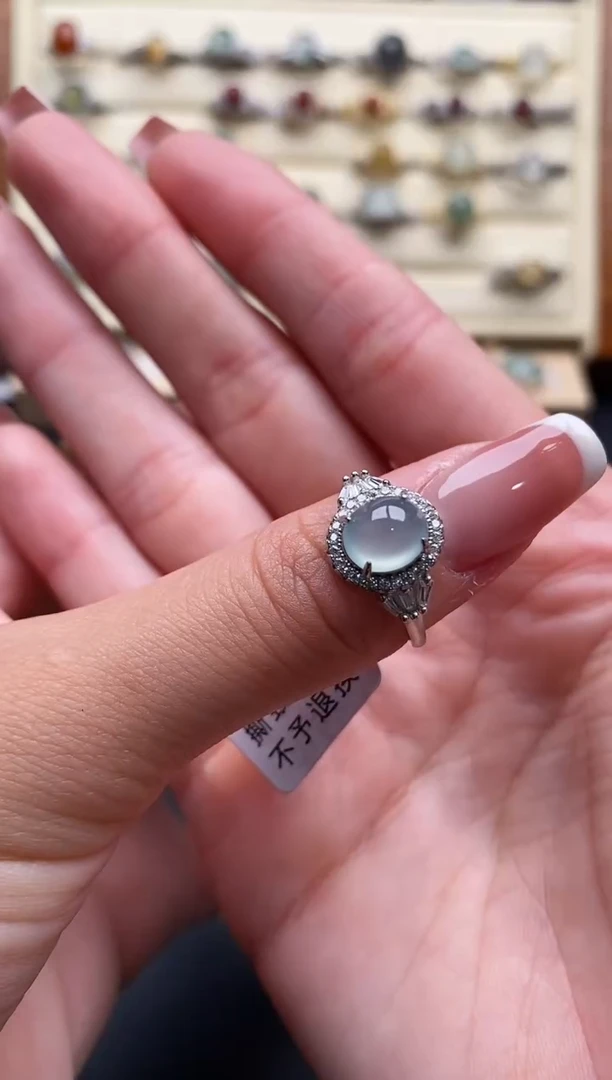 银S925镶嵌戒指翡翠6666666+2