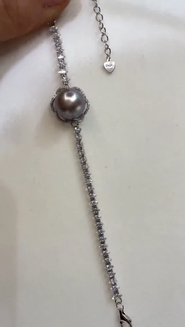 银S925镶嵌手绳海水珍珠
