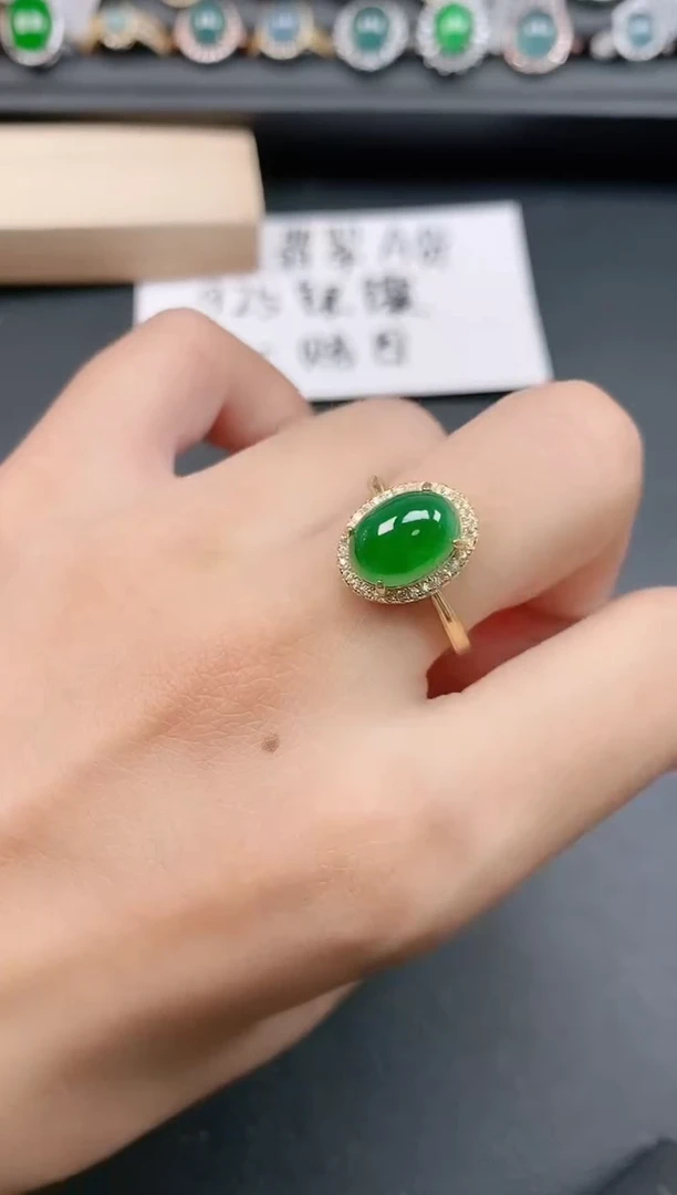 银S925镶嵌戒指翡翠1111111