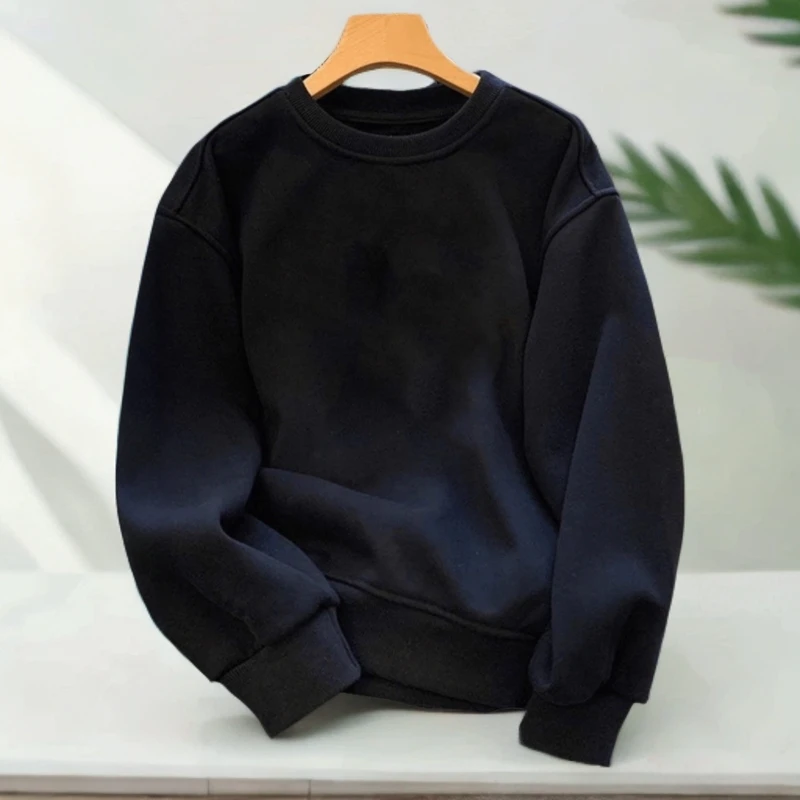 仓石一树美式长袖加绒加厚卫衣秋冬男女同款宽松圆领上衣服情侣款