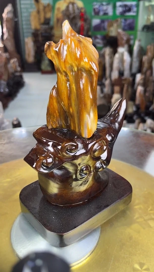 缅甸天然树化玉摆件