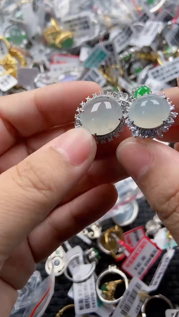 银S925镶嵌戒指翡翠5555----1