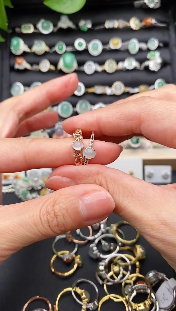 【闪购商品】翡翠戒指银S925镶嵌缅甸天然A货翡翠333  1-6