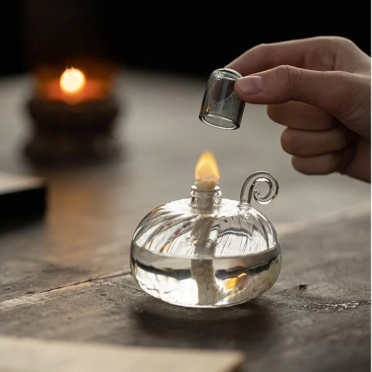 祖奇清新玻璃油灯酒精灯温茶炉简约氛围感明火耐热高硼硅保温底座