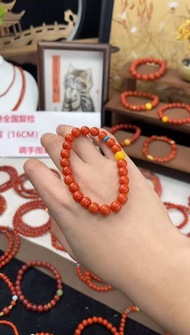 未镶嵌手串南红玛瑙南红单圈蜜蜡手串QF-A451（多样性发一）