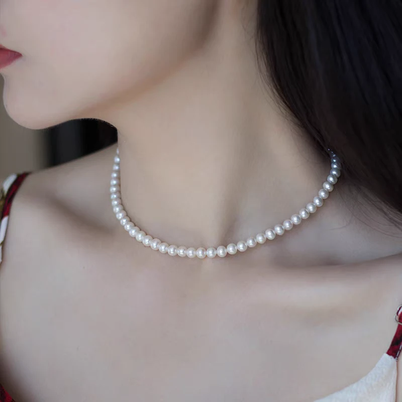 【欣欣】项链极光炫彩正圆珍珠项链4mm左右XA40Y1101