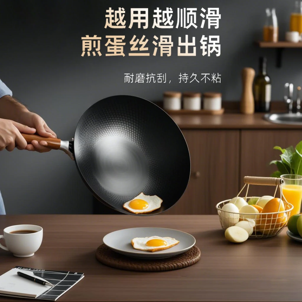 【外贸品质】伊尔乐金钻不锈炒锅家用精铸铁锅专业烹饪  ZY