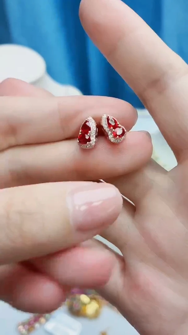 耳饰彩色蓝宝石银S925镶嵌463ZB1113产品一个（多样性）