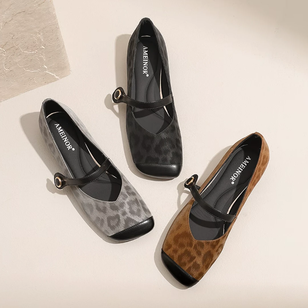 【发货很快】高级感常规浅口粗跟豹纹单鞋软底跟鞋玛丽珍鞋休闲防滑