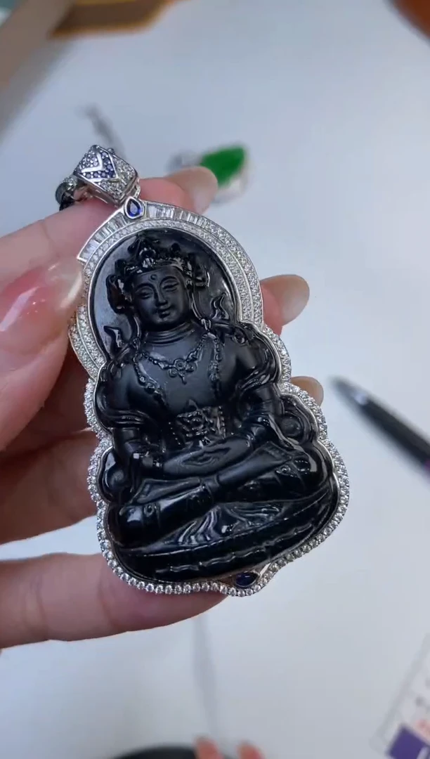 翡翠挂件银S925镶嵌292931/度母/多样性一件发