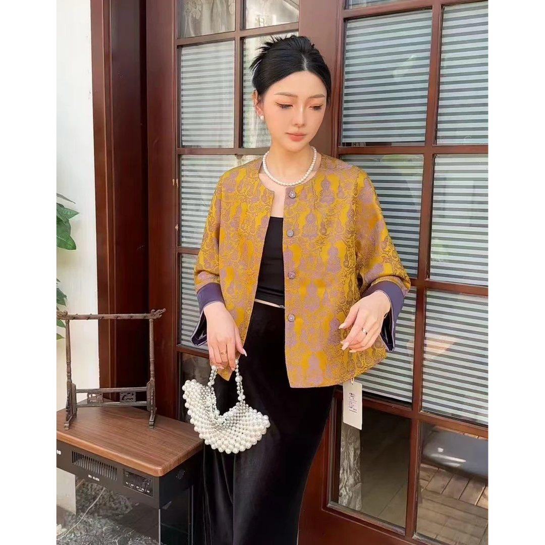 （八宝葫芦）2025早秋新中式国风刻丝提花外套