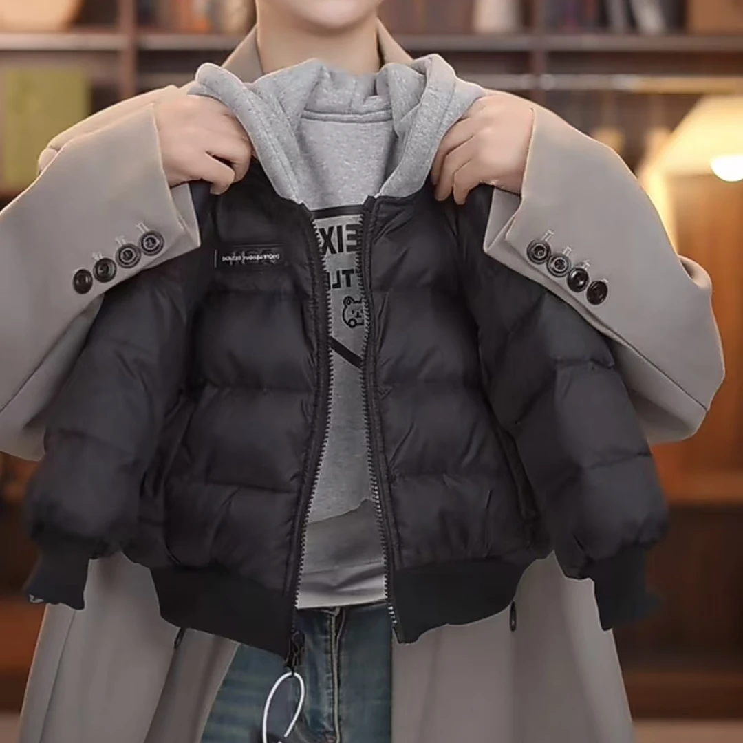 【两个小孩的童店】儿童双面双穿连帽羽绒服极寒系列双倍充绒羽绒服