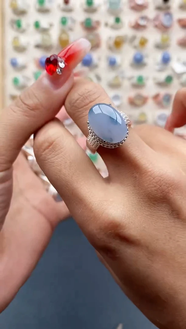 【闪购商品】翡翠戒指未镶嵌缅甸天然A货翡翠444 5+5