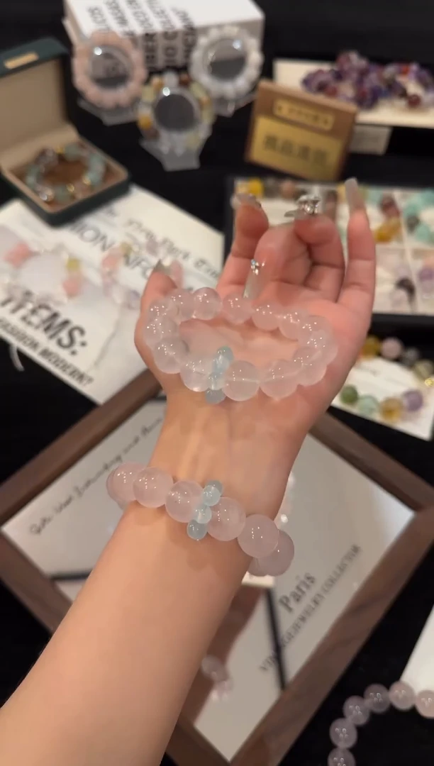 合金手链水晶粉水晶x3059