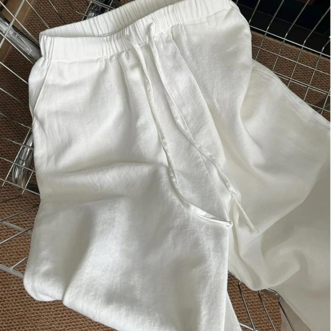 白色棉麻山本裤子女夏季薄款垂感防晒宽松阔腿裤直筒休闲亚麻长裤