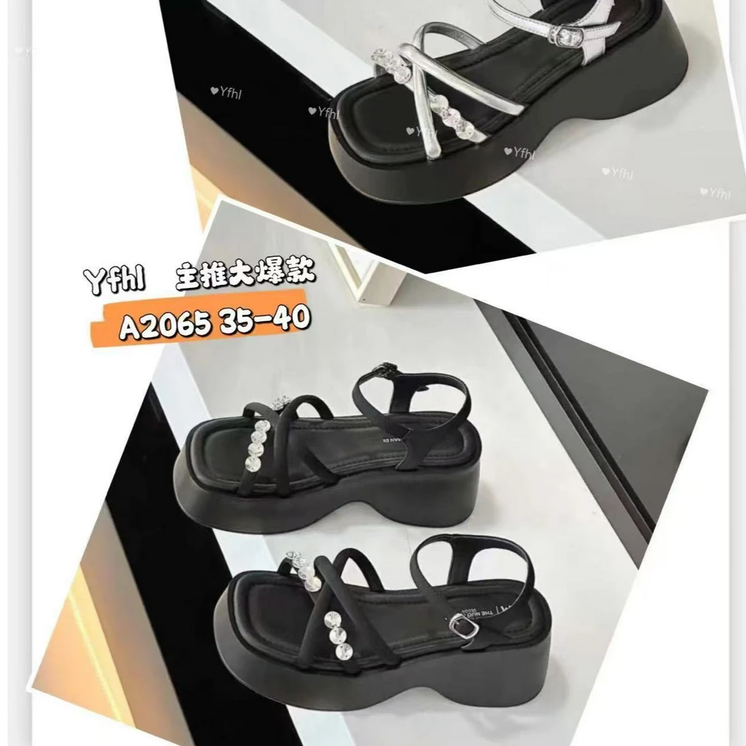 格姐家~新款精致交叉带厚底凉鞋2065（鞋跟6厘米左右）