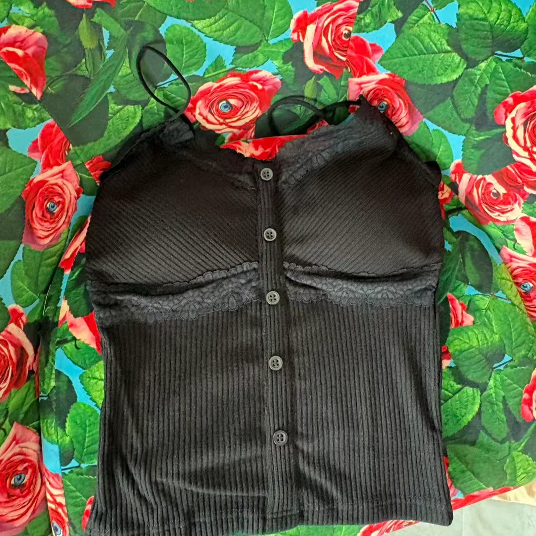 黑色纽扣吊带（F3012）