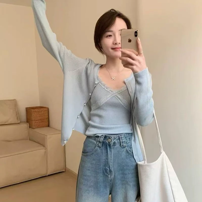 温柔气质淑女两件套2025春季新款女装韩版休闲百搭上衣内搭