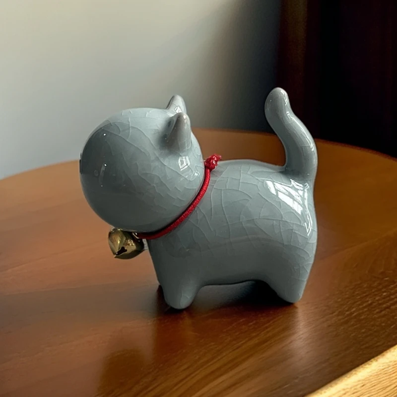 042305陶瓷小猫浅蓝色茶宠
