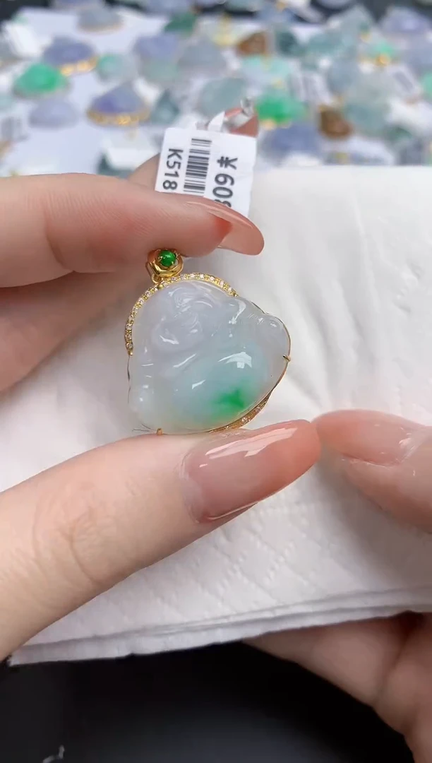 【闪购商品】翡翠颈饰18K金镶嵌天然缅甸翡翠A货