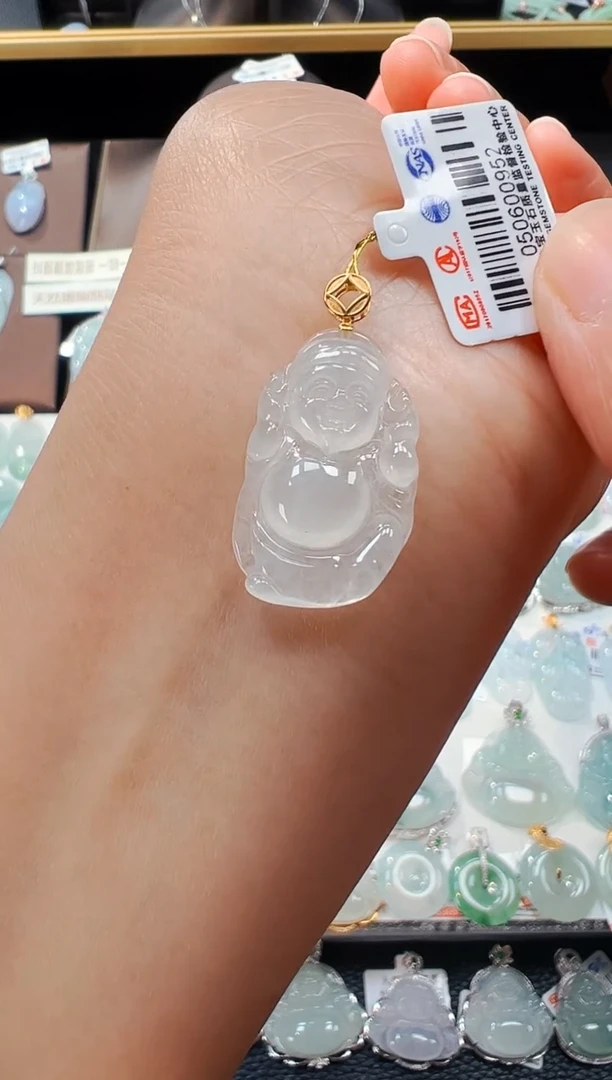 【闪购商品】翡翠吊坠(不含链)18K金镶嵌财神爷吊坠952