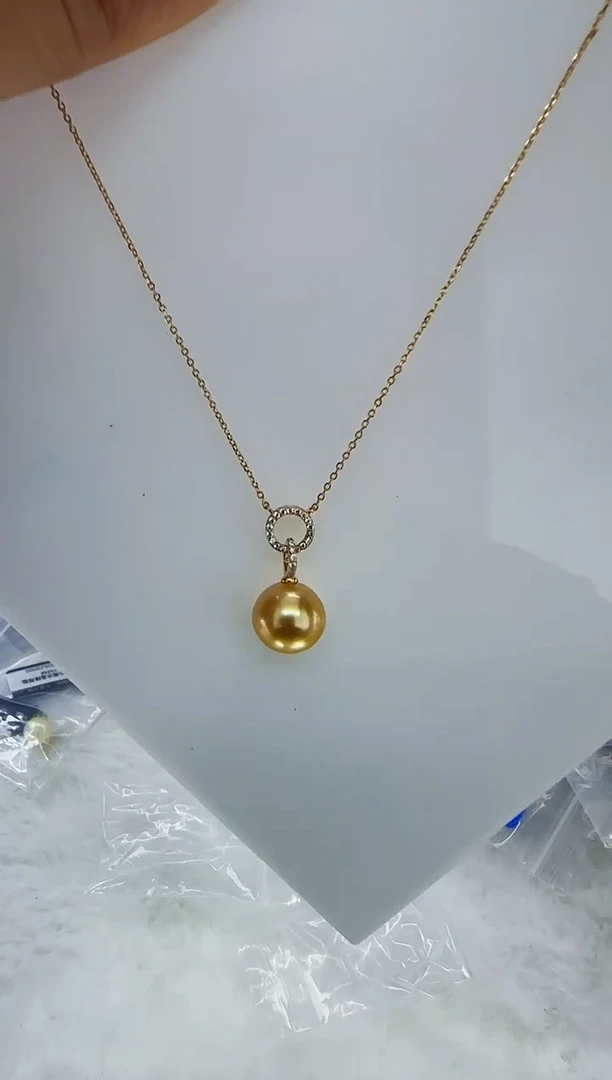 银S925镶嵌海水珍珠DA金珠吊坠11 j223
