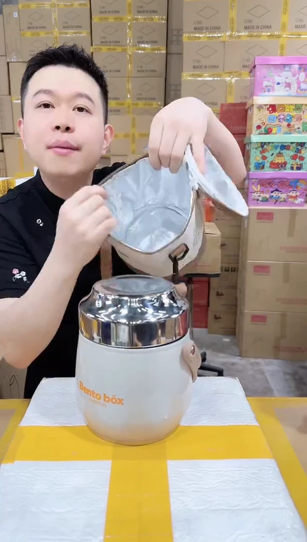 明石风闪购福利 白色真空防溢提锅保温饭盒高品质一个装