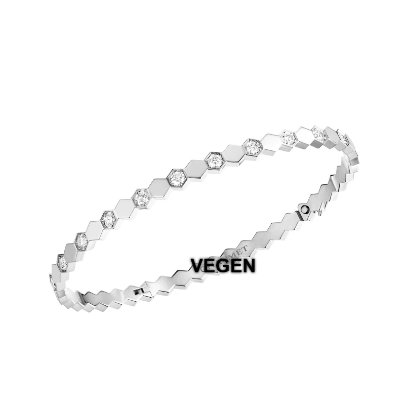 合金手镯 蜂巢手镯菱形手镯白金色